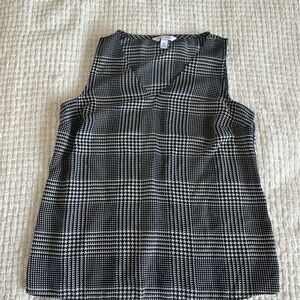 Classic Black and White Plaid Sleeveless Blouse
